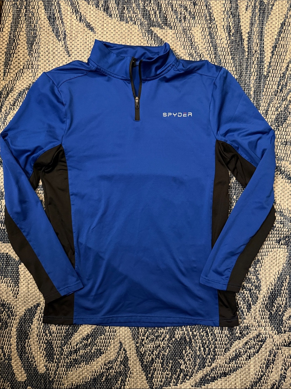 Spyder Men's Royal Blue and Black Quarter-Zip Rash Guard